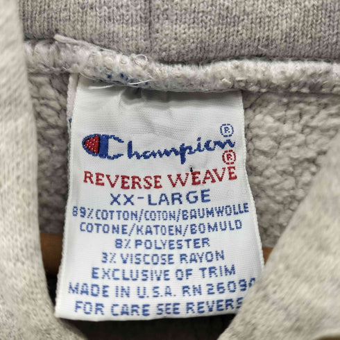 チャンピオン Champion 90S 刺繍タグ 前期 USA製 REVERSE WEAVE カプセルロゴ 3段 プリント プルオーバー パーカー 袖目つき メンズ import:XXL