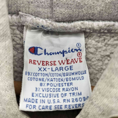 チャンピオン Champion 90S 刺繍タグ 前期 USA製 REVERSE WEAVE カプセルロゴ 3段 プリント プルオーバー パーカー 袖目つき メンズ import:XXL