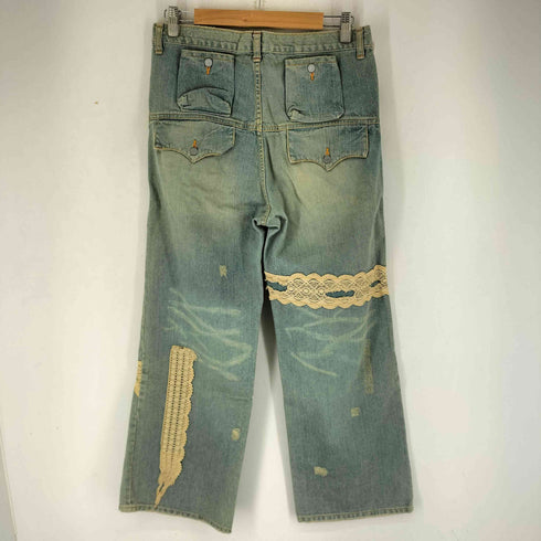 アイエススナオクワハラ I.S. sunao kuwahara ボタンフライ レースデザイン デニムパンツ レディース