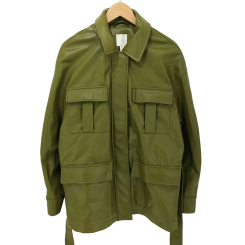 エイチアンドエム H&M ベルテッド フェイクレザー ジャケット レディース import:M