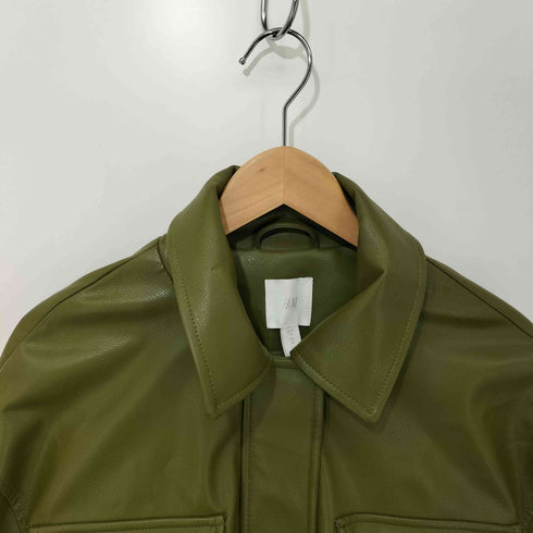 エイチアンドエム H&M ベルテッド フェイクレザー ジャケット レディース import:M