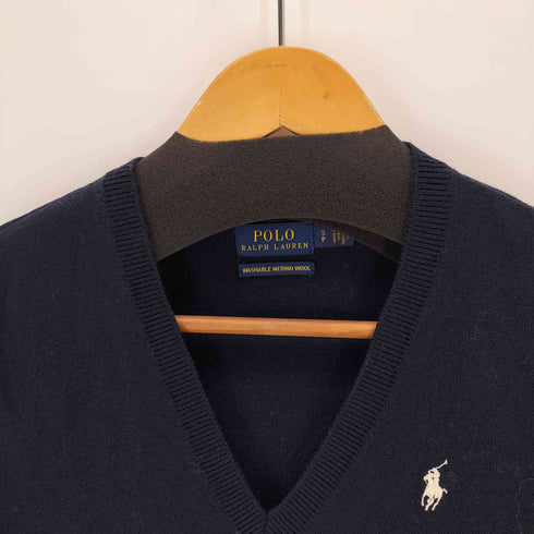 ポロラルフローレン POLO RALPH LAUREN WASHABLE MERINO WOOL ポニー刺繍 Vネック ニット レディース import:S
