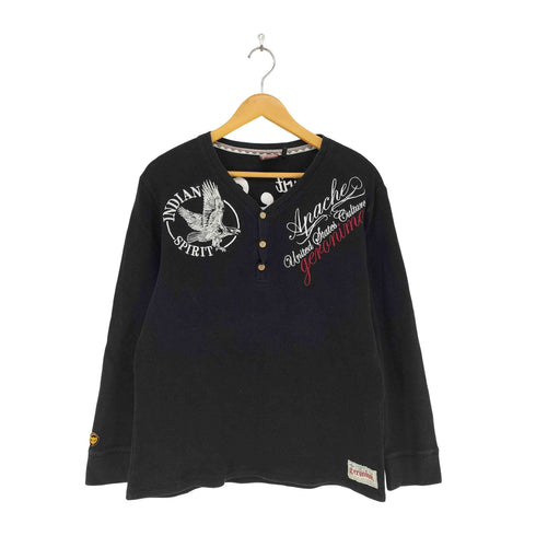 geronimo Y2K 平成 グランジ イーグル 刺繍ヘンリーネックカットソー メンズ JPN:XL