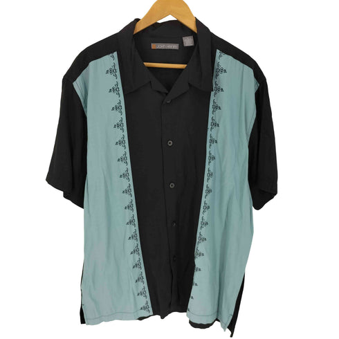 ジョンヘンリー JOHN HENRY バイカラー ストライプ S/S キューバ 開襟シャツ メンズ import:XL
