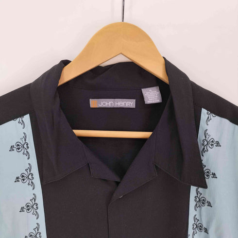 ジョンヘンリー JOHN HENRY バイカラー ストライプ S/S キューバ 開襟シャツ メンズ import:XL