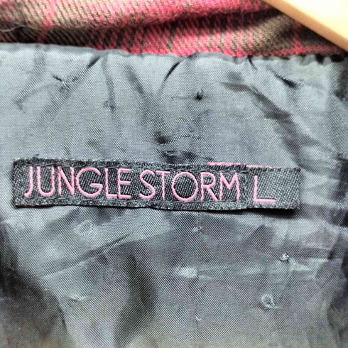ジャングルストーム JUNGLE STORM 中綿 オンブレ チェック ファー フード ジャケット Y2K メンズ JPN:L