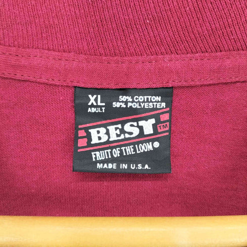 フルーツオブザルーム FRUIT OF THE LOOM 90s USA製 袖裾シングル KANGAROOS フロントプリントクルーネックTシャツ メンズ XL