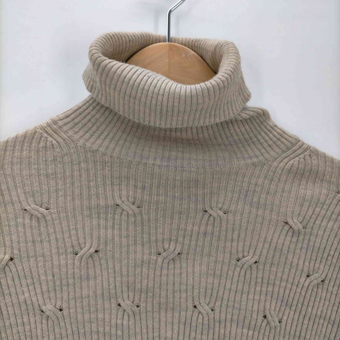 babaco 20AW CABLE EYELET TURTLE NECK SANDBEIGE ケーブル アイレット タートルネック ニット セーター レディース FREE