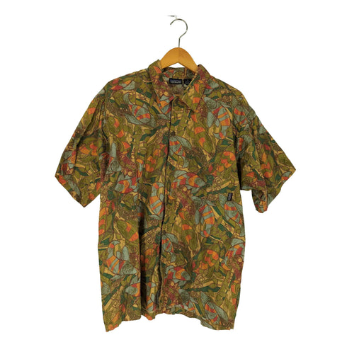 パタゴニア patagonia 90S 99SS 香港製 ORGANIC COTTON 魚 植物 アロハシャツ メンズ import:M
