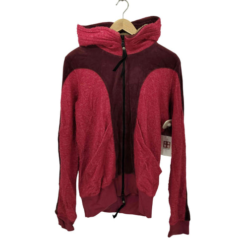 オベリスク Obelisk 00s Y2K archive Velour Zip Hoodie ベロア 切替 ダブルジップ ジップアップ パーカー メンズ JPN:S