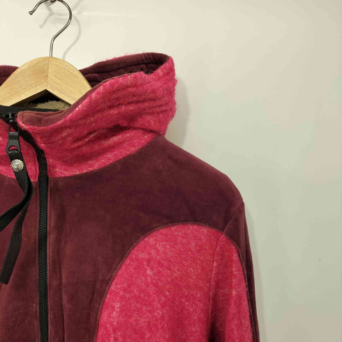 オベリスク Obelisk 00s Y2K archive Velour Zip Hoodie ベロア 切替 ダブルジップ ジップアップ パーカー メンズ JPN:S