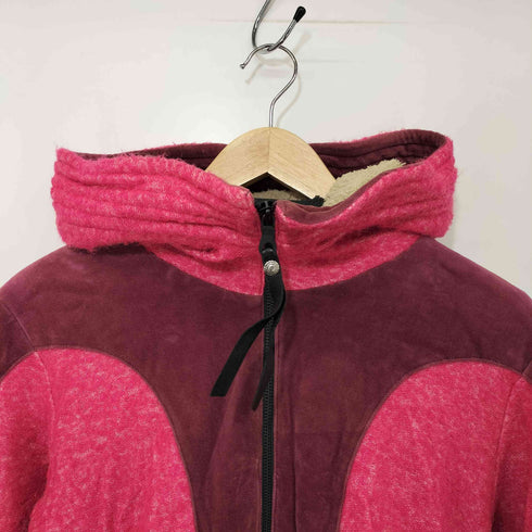 オベリスク Obelisk 00s Y2K archive Velour Zip Hoodie ベロア 切替 ダブルジップ ジップアップ パーカー メンズ JPN:S