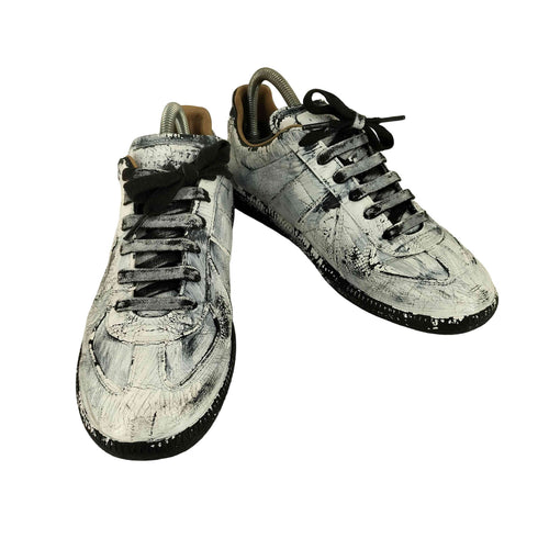 メゾンマルジェラ Maison Margiela ペンキ加工ジャーマントレーナーローカット スニーカー メンズ EUR:40