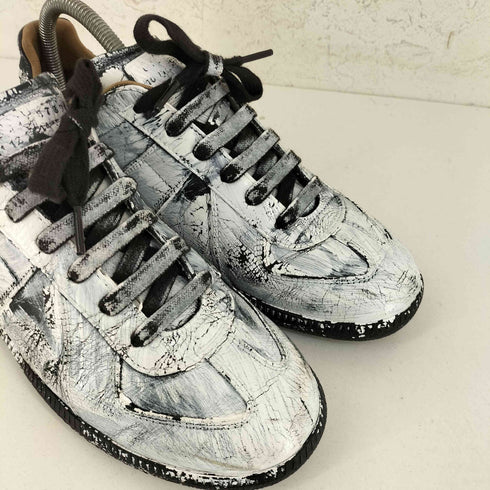 メゾンマルジェラ Maison Margiela ペンキ加工ジャーマントレーナーローカット スニーカー メンズ EUR:40
