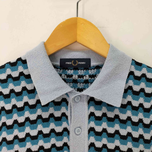フレッドペリー FRED PERRY 総柄 ニット ポロシャツ レディース S