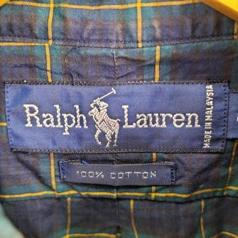 ラルフローレン RALPH LAUREN ポニー刺繍 チェック柄 ボタンダウン L/S シャツ メンズ import:S