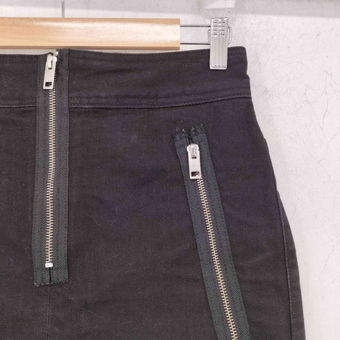 ディーゼル DIESEL フロントジップ ダメージ加工 ブラックデニム ミニスカート レディース 26