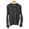 バーバリーブルーレーベル BURBERRY BLUE LABEL V-neck Cotton Argyle Knit Sweater ホース ロゴ 刺繍 Vネック ローゲージ コットン アーガイル ニット セーター レディース import:L