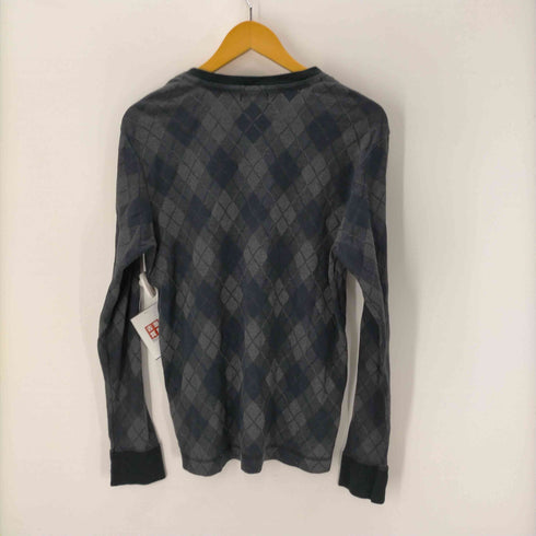 バーバリーブルーレーベル BURBERRY BLUE LABEL V-neck Cotton Argyle Knit Sweater ホース ロゴ 刺繍 Vネック ローゲージ コットン アーガイル ニット セーター レディース import:L