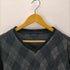 バーバリーブルーレーベル BURBERRY BLUE LABEL V-neck Cotton Argyle Knit Sweater ホース ロゴ 刺繍 Vネック ローゲージ コットン アーガイル ニット セーター レディース import:L