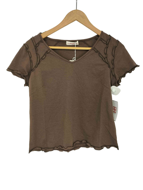ランセル LANCEL PARIS フリルデザイン Vネック カットソー Tシャツ レディース 40