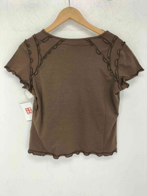 ランセル LANCEL PARIS フリルデザイン Vネック カットソー Tシャツ レディース 40