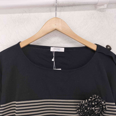 ランバン LANVIN コサージュ付き ボートネック ボーダー柄 ワンピース チュニック レディース 38