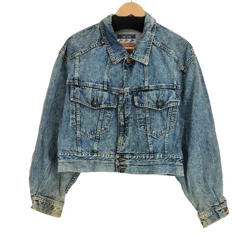 サムシング SOMETHING 80-90S ケミカルウォッシュ ジップアップ デニムジャケット レディース import:M