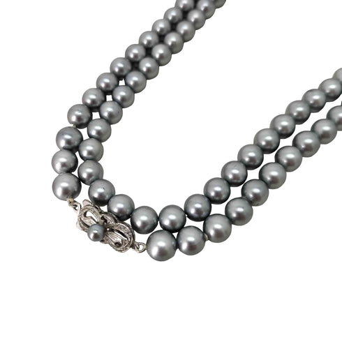 A.SILVER 刻印 アンティークシルバー パール型 ネックレス レディース