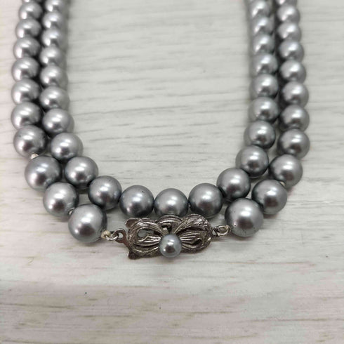 A.SILVER 刻印 アンティークシルバー パール型 ネックレス レディース