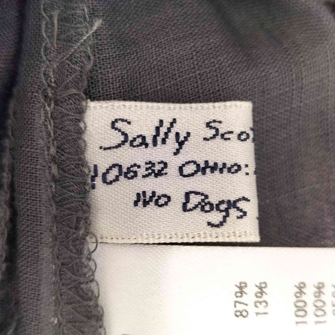 サリースコット Sally Scott リネン混 アヒル 花 刺繍 半袖 シアー ワンピース レディース 9AR