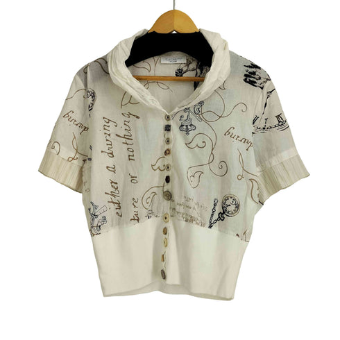 ELISA CAVALETTI イタリア製 装飾ボタン 総柄 S/S シャツブラウス レディース import:L