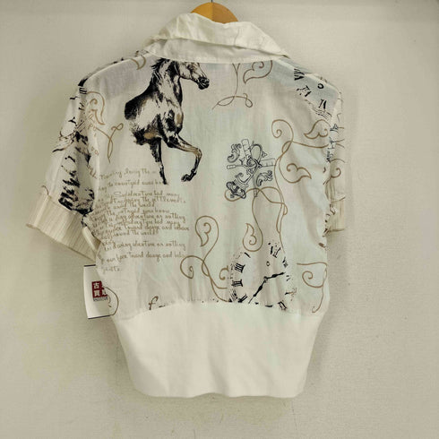 ELISA CAVALETTI イタリア製 装飾ボタン 総柄 S/S シャツブラウス レディース import:L