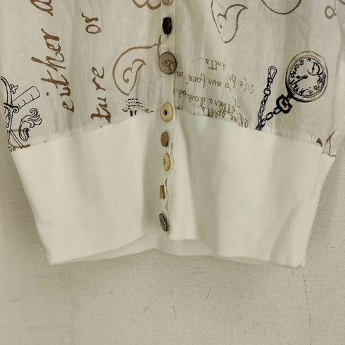 ELISA CAVALETTI イタリア製 装飾ボタン 総柄 S/S シャツブラウス レディース import:L
