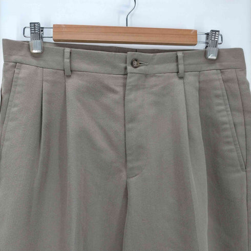クレイボーン Claiborne 2タック ポリ レーヨン ヘリンボーン スラックス パンツ 裾ダブル メンズ 33/30