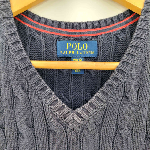 ポロラルフローレン POLO RALPH LAUREN 現行タグ ポニー刺繍 Vネック ニットベスト レディース M 10-12