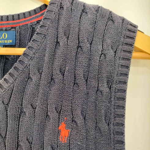 ポロラルフローレン POLO RALPH LAUREN 現行タグ ポニー刺繍 Vネック ニットベスト レディース M 10-12