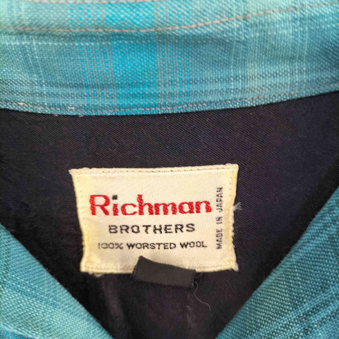 Richman BROTHERS 60S ウール オンブレチェック オープンカラーシャツ メンズ XL