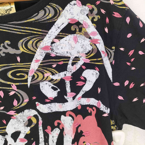 和柄 桜 アニメプリントTシャツ メンズ JPN:XL