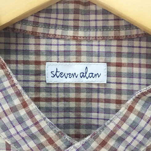 スティーブンアラン Steven Alan C/LY CHECK BAND COLLAR WORK SHIRT メンズ JPN:S