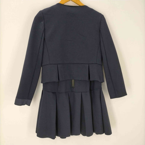 ランバンオンブルー LANVIN en Bleu リボン 装飾 ブラウス バックジップ タック ノースリーブ ワンピース アンサンブル レディース 38
