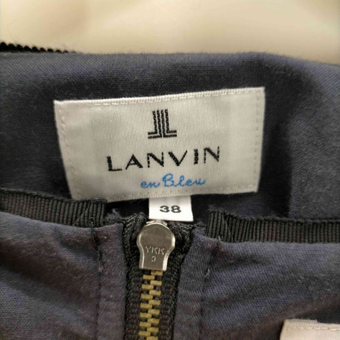 ランバンオンブルー LANVIN en Bleu リボン 装飾 ブラウス バックジップ タック ノースリーブ ワンピース アンサンブル レディース 38