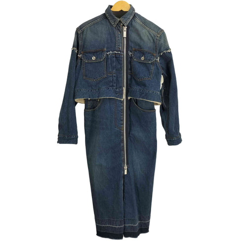 サカイ Sacai 20AW ジップアップ ボアミックス デニム ドレスワンピース レディース JPN:1