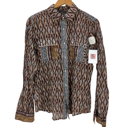 バリー BALLY イタリア製 総柄 スナップボタン コットン シアー L/S シャツ メンズ US:38