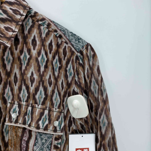 バリー BALLY イタリア製 総柄 スナップボタン コットン シアー L/S シャツ メンズ US:38