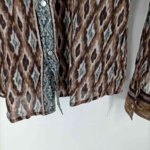 バリー BALLY イタリア製 総柄 スナップボタン コットン シアー L/S シャツ メンズ US:38
