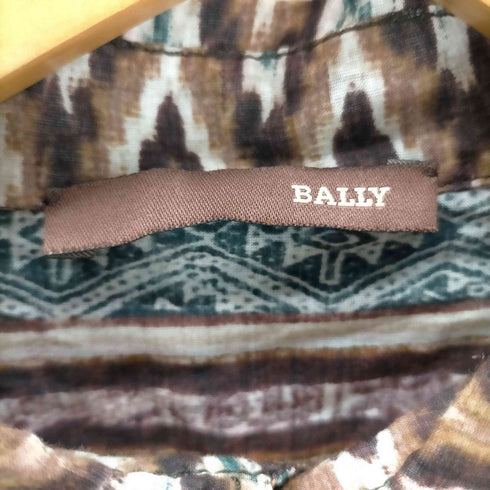 バリー BALLY イタリア製 総柄 スナップボタン コットン シアー L/S シャツ メンズ US:38