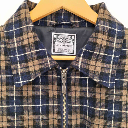 ウェイステッドユース WASTED YOUTH 24aw ZIP UP SHIRT Navy メンズ JPN:XL
