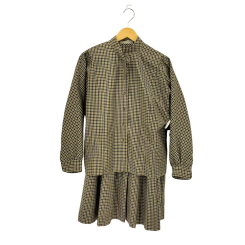 アクアスキュータム AQUASCUTUM ウール チェック柄シャツ プリーツ フレアスカート セットアップ レディース
