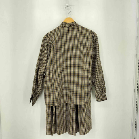 アクアスキュータム AQUASCUTUM ウール チェック柄シャツ プリーツ フレアスカート セットアップ レディース